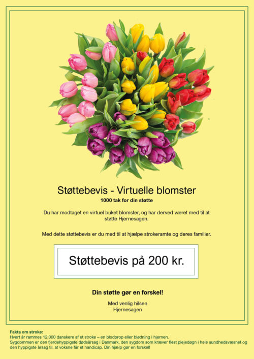 Virtuel blomsterbuket 200 kr. støttebevis